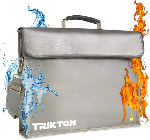 Miniatura 4 de XL 16 x 12 x 3.5, bolsa de seguridad ignífuga para documentos con cerradura TSA, XL, cremallera de apertura completa, almacena archivos
