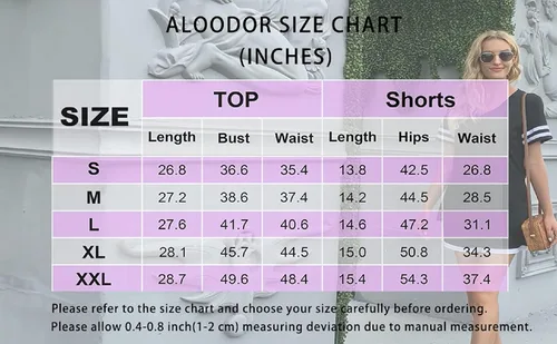 Miniatura 5 de Aloodor Conjunto de dos piezas para mujer, conjunto de pantalones cortos de verano con bolsillos