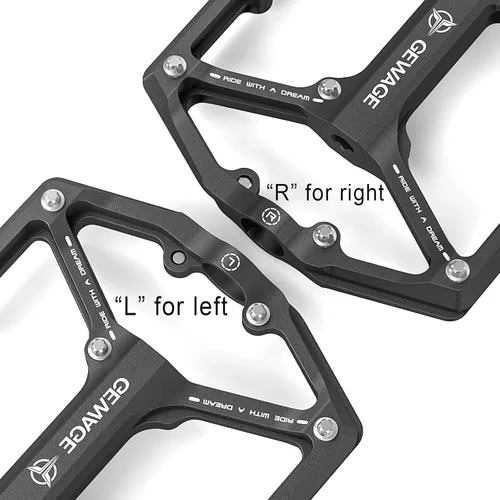 Miniatura 5 de Pedales de bicicleta de carretera/montaña - Pedales de bicicleta de 3 rodamientos - Pedales planos mecanizados CNC de 9/16 pulgadas con clavos Negro
