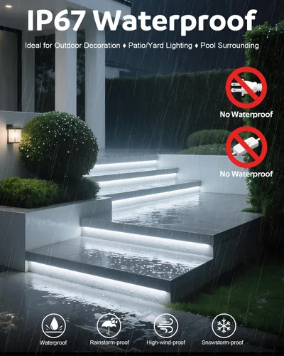 Miniatura 3 de Aclorol Tira de luces LED COB de 110 V para exteriores, impermeable, 6.56 pies/2M, luz diurna blanca 6000 K CRI90+ flexible y Unifrom tira de luz