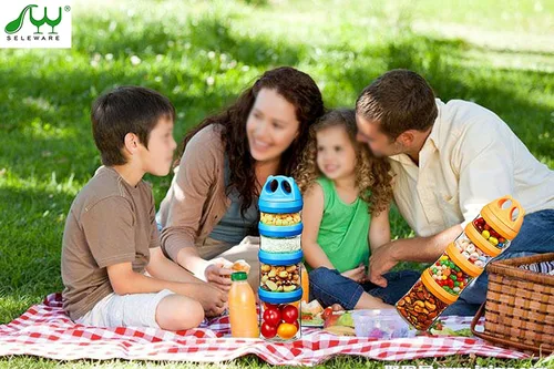 Miniatura 7 de SELEWARE Contenedores apilables portátiles de almacenamiento de alimentos para aperitivos, fórmula en polvo y bebidas, sistema de bloqueo giratorio