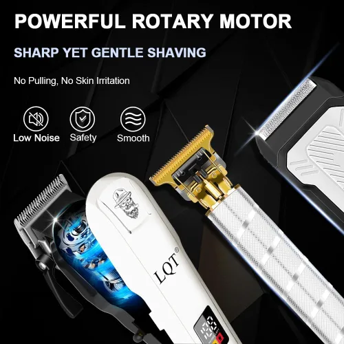 Miniatura 5 de Juego de cortapelos y recortadores para hombres, recortadora de pelo y barba profesional inalámbrica con palanca ajustable y gran capacidad