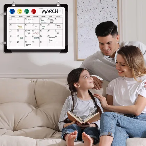 Miniatura 6 de Polegas Calendario de pizarra blanca de borrado en seco, pizarra blanca magnética de borrado en seco, calendario mensual de 16 x 12 pulgadas