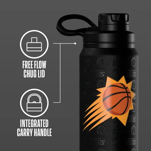 Miniatura 3 de Hydrapeak x NBA Botella de Agua Activa con Licencia Oficial de Phoenix Suns de 26 oz con Tapa Chug y Asa Reutilizable de Acero Inoxidable de Doble
