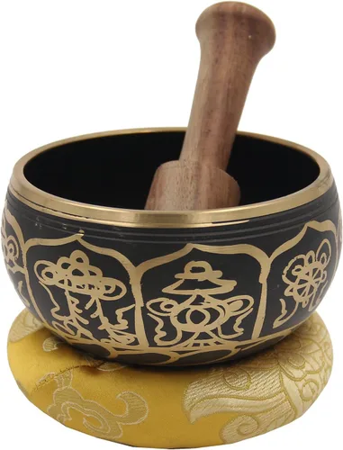 Miniatura 2 de DharmaObjects Tibeta Meditación Curación Chakra Terapia Cuenco Mazo y Caja de Cojín Set de Regalo (8 Símbolos de la Suerte)