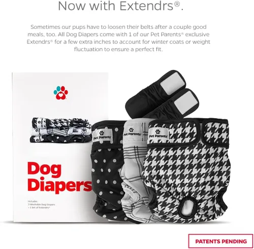 Miniatura 2 de Pet Parents® Pañales lavables para perros (paquete de 3) + Extendrs® de pañales duraderos para perros, pañales premium para perros hembra