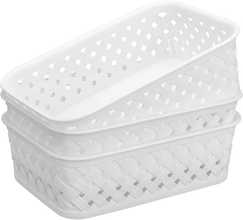 Miniatura 16 de MaxGear Organización y Almacenamiento 3 Paquetes, Contenedores Organizadores de Plástico, Cestas Tejidas para Almacenamiento, Cestas de Plástico