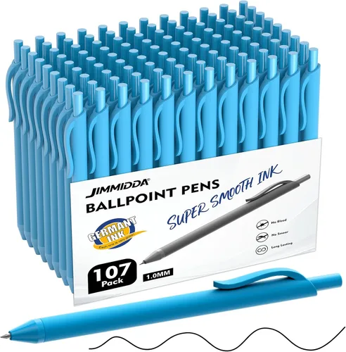 Bolígrafos a granel – 107 bolígrafos de tinta negra a granel | 1.0 punto medio escritura suave, retráctil sin sangrado para hombres y mujeres