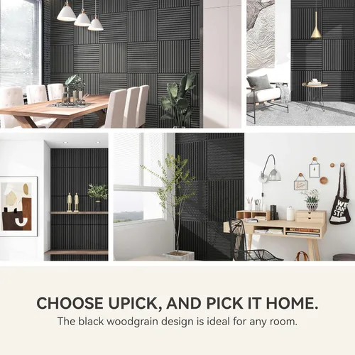 Miniatura 5 de Upick Paneles de pared acústicos de MDF que absorben el sonido, paquete de 4 paneles de pared de espuma a prueba de sonido de 24 x 24 pulgadas