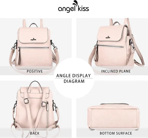 Miniatura 5 de Angel Kiss Backpack Purse for Women Casual Fashion Vegan Leather Shoulder Bag Ladies Zipper Magnetic Flap Backpack