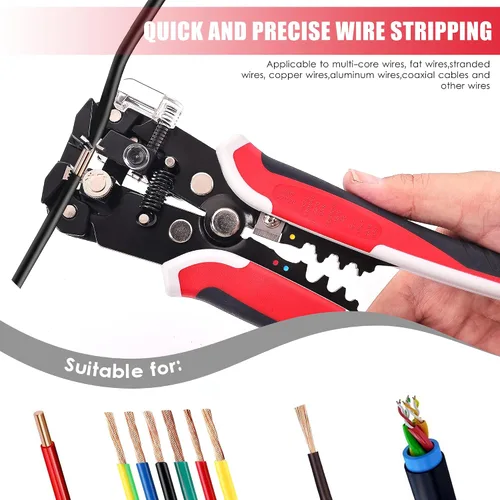 Miniatura 4 de Pelacables autoajustables profesionales, pelacables 3 en 1, cortador/engarzado, resistente, herramienta automática de pelacables Pelacables