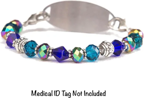 Miniatura 45 de Pulsera elástica de alerta médica, pulsera de identificación médica de repuesto intercambiable, etiqueta de identificación no incluida, cristales
