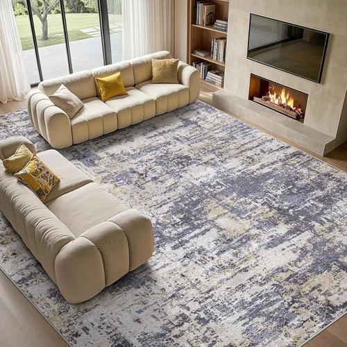 Miniatura 34 de Tortania Alfombra redonda lavable de 5 pies para sala de estar: Alfombra moderna abstracta neutra grande suave y delgada – Alfombra antideslizante