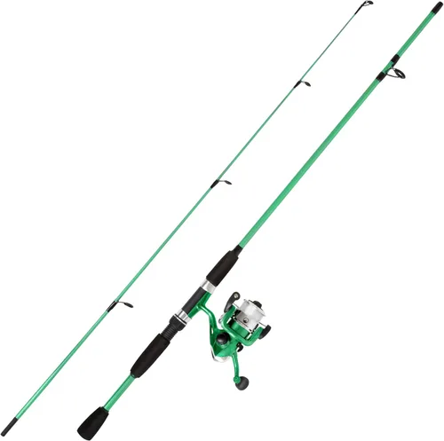 Wakeman Fiberglass Fishing Rod and Reel Combo – 2-Piece 65-Inch Medium Action Spinning Rod Set for Lake Fishing Verde esmeralda Metallic
