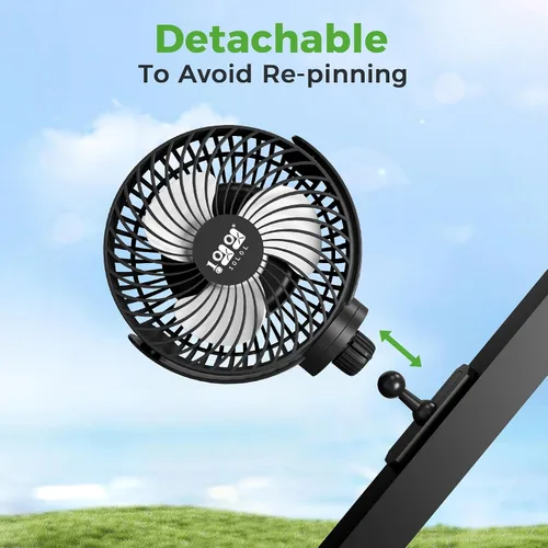 Miniatura 8 de 10L0L Ventilador magnético para carrito de golf recargable, 10000 mAh N54 Ventilador de enfriamiento portátil con 3 velocidades, cabezal giratorio