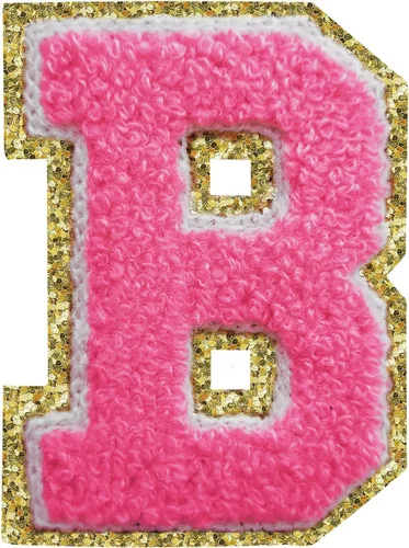 Miniatura 146 de Parches de letras termo-adhesivas de felpilla para chaquetas, parches de letras universitarias con brillantina para planchar en la letra azul A