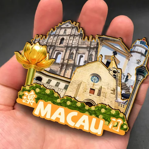 Miniatura 4 de China Macao imán de madera 3D imanes de nevera viajes coleccionables recuerdos decoraciones artesanías hechas a mano