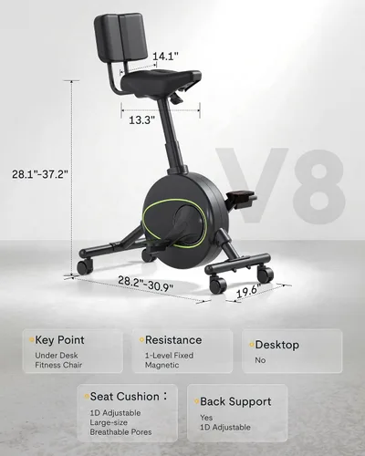 Miniatura 9 de FLEXISPOT Bicicleta de ejercicio con escritorio 2D, bicicleta bajo escritorio que ahorra espacio con escritorio removible, bicicletas estacionarias