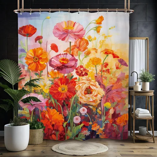 Miniatura 16 de Miyotaa - Juego de cortina de ducha con flores para decorar un baño pequeño o una ventana, 36 pulgadas de ancho x 71 pulgadas de alto, cortina