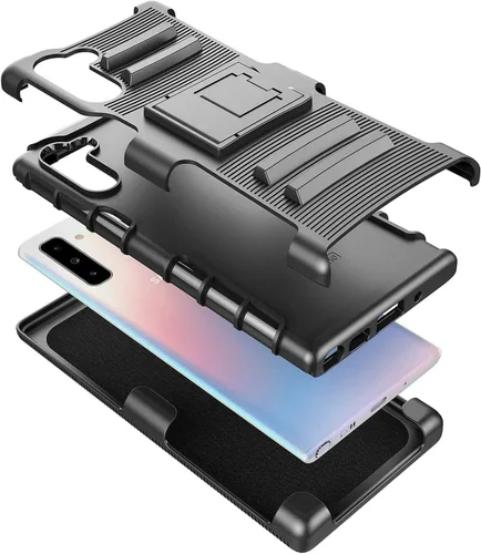 Miniatura 3 de NZND Funda para Galaxy Note 10 con clip para cinturón con protector de pantalla (película de TPU flexible), resistente a prueba de golpes Armor