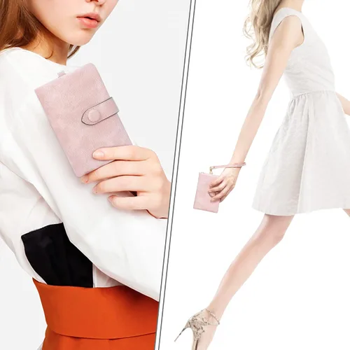 Miniatura 2 de CONISY Billeteras pequeñas de pulsera para mujer, billetera de cuero plegable RFID con ventana de identificación y cremallera Small, Bifold, RFID