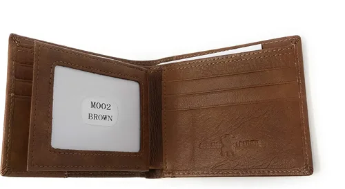 Miniatura 4 de Western - Cartera corta de cuero para hombre de cuerno largo con herramientas florales, Café, Billetera plegable