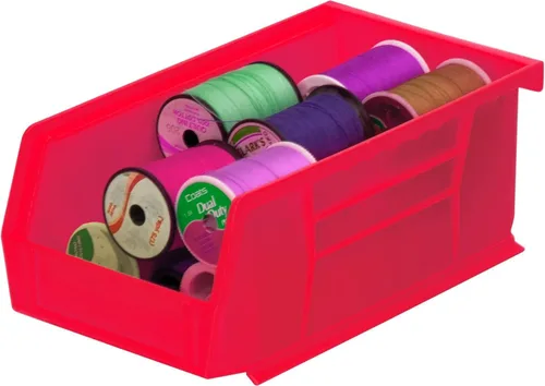 Miniatura 10 de Paquete de 24 contenedores colgantes de plástico 30220 de Akro-Mils, apilables, 7 x 4 x 3 pulgadas, color negro Rojo