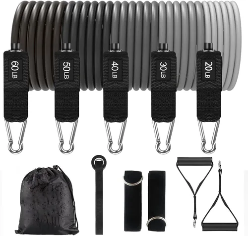 WHATAFIT Bandas de resistencia, bandas de ejercicio, bandas de resistencia para entrenamiento, bandas de entrenamiento con asas para hombres y