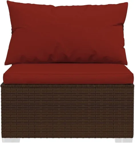 Miniatura 4 de Ensemble de Salon de Jardin 5 Pièces Brun Cannelle Rouge, Meuble d'Extérieur Modulable Pour Terrasse Balcon, Résistant aux UV et à l'Eau avec Grey