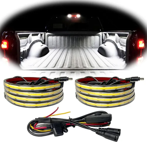Luces LED para caja de camión, 60 pulgadas, paquete de 2, COB 1584 LED, color blanco, 6500 K, 12 V, 30 W, IP67, con interruptor, soporte de fusibles
