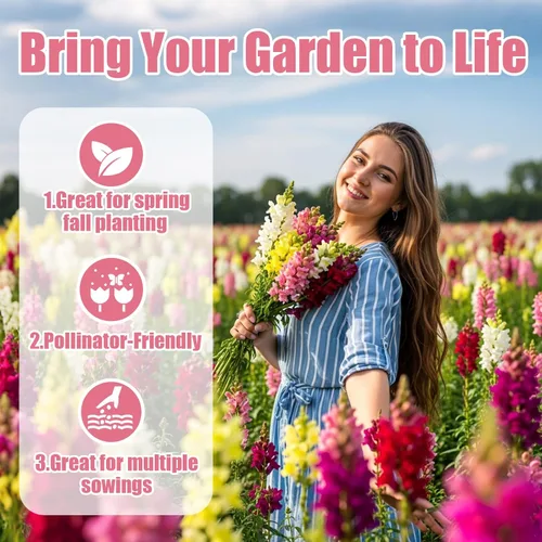 Miniatura 3 de Paquete a granel de más de 10000 semillas de Snapdragon, semillas de flores de dragón mixtas de 5 colores para plantar, semillas de Antirrhinum