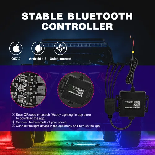 Miniatura 4 de Nilight Kit de luces LED RGB (4 cápsulas) y kit de arnés de cableado de barra de luz LED NI-WA 06