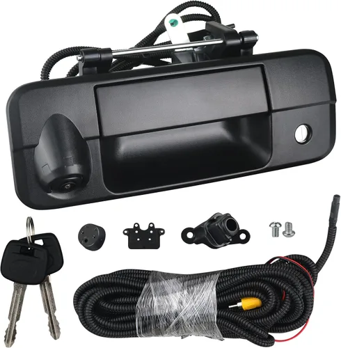 Osompar Manija de portón trasero con cámara de respaldo y cilindro de cerradura con llave Compatible con Toyota Tundra 2007-2013 Manija de puerta