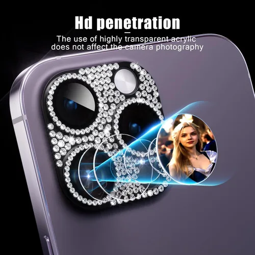 Miniatura 4 de AKABEILA Compatible con cámara iPhone 11 Pro Max/11 Pro, protector de lente con diamantes de imitación, protección de vidrio templado 9H, Negro