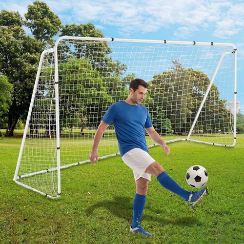 Liliful Portería de fútbol de 12 x 6/10 x 6.5 pies para patio trasero, red de fútbol portátil y marco de acero resistente a la intemperie, porterías
