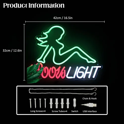 Miniatura 2 de Letrero de Luz de Neón Crs Light Letreros de LED de Cerveza para Decoración de Bar de Cueva de Hombre Luces de Neón LED de Dama Verde Letrero