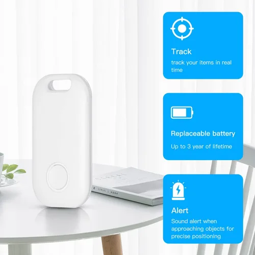 Miniatura 4 de Paquete de 2 buscadores de llaves, rastreador Bluetooth inteligente, buscador de artículos, funciona con Apple Find My Item Locator Dispositivo Negro
