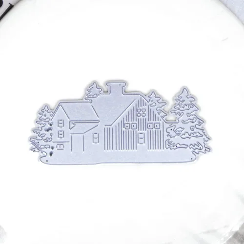 Miniatura 3 de Troqueles de corte de metal de cabaña de madera del bosque para álbumes de recortes, álbum de fotos, decoración en relieve, plantilla de tarjetas