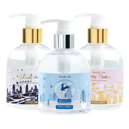 Miniatura 12 de ROMIIE ZOI Jabón líquido para manos de Navidad con caja de regalo - 260ml / 9 fl. Oz - Paquete de variedad de 3