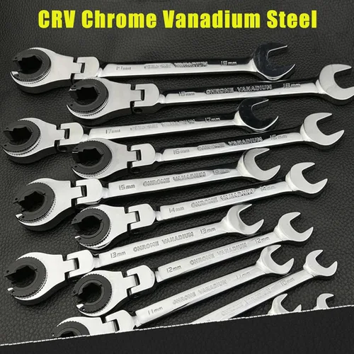 Miniatura 4 de Llave de trinquete de tubo abierto, cabeza fija flexible 2 en 1, llave de trinquete de extremo abierto, llave de trinquete de línea de combustible
