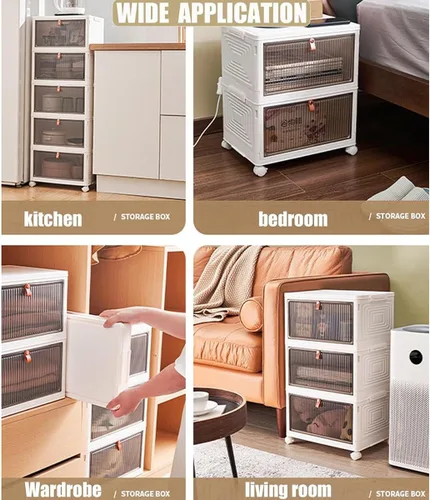 Miniatura 4 de Contenedores de almacenamiento de 2 niveles organizadores de cajas de plástico – 36 cuartos de galón apilables con tapas para dormitorio, sala