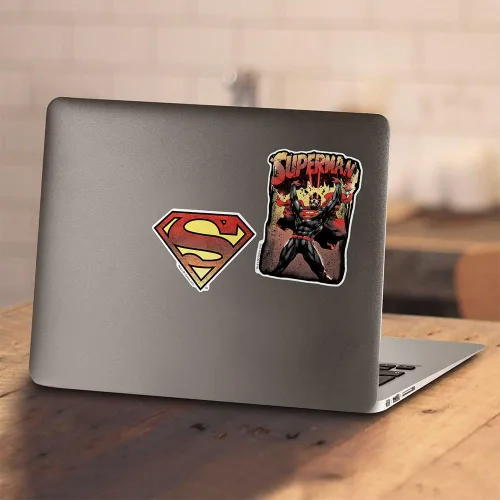 Miniatura 5 de Popfunk Camiseta y pegatinas clásicas de Superman con logotipo desgastado S Shield negro
