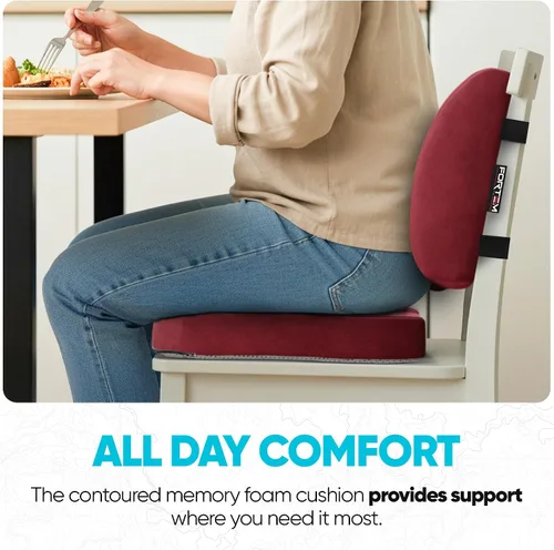 Miniatura 8 de Fortem - Cojín para Silla de Oficina, Cojín Lumbar para Silla de Oficina, Almohada de Apoyo Lumbar para Silla de Oficina, Cojín de Espuma velur rojo