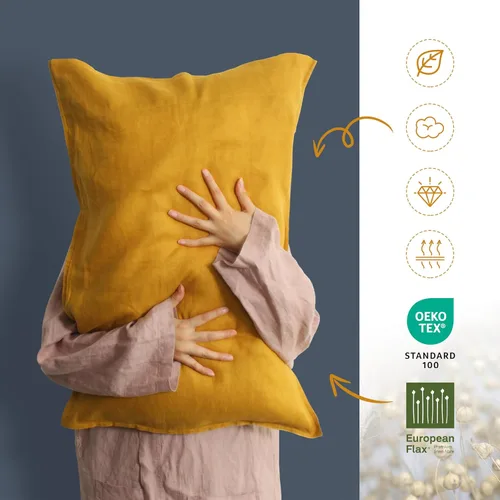 Miniatura 2 de Fundas de Almohada de Lino Natural Francés Juego de 2 - Fundas de Almohada Lavadas a la Piedra que Absorben la Humedad, Tamaño King (20''x40'')