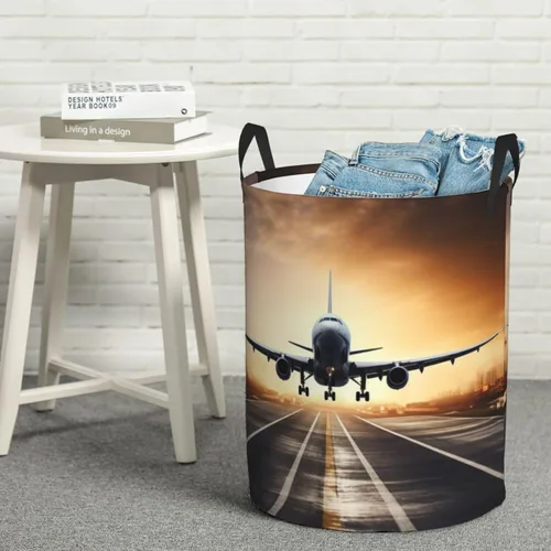 Miniatura 8 de backpack airplane print Circular Hamper Waterproof Storage Bin Organizer Basket Laundry Hamper With Handles For Clothes Toys Small