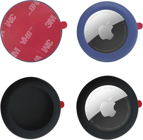 Funda de silicona con adhesivo fuerte 3M, paquete de 4 fundas protectoras para Apple Air Tags para pegar en TV, control remoto, auriculares,