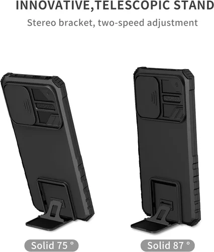 Miniatura 3 de Asuwish Funda de teléfono para Xiaomi Poco X5 Pro/Redmi Note 12 Pro 5G con protector de pantalla de vidrio templado y cubierta de cámara deslizante