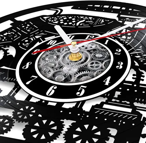Miniatura 3 de The Geeky Days Steampunk Turtle - Reloj de pared silencioso con disco de vinilo, funciona con pilas, de cuarzo, de 12 pulgadas, tortuga marina Sin