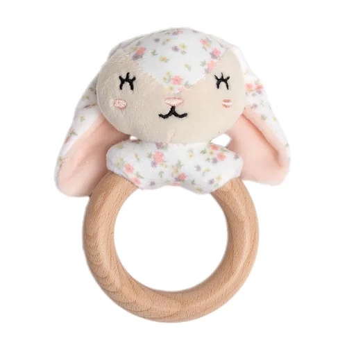 Miniatura 12 de Pearhead Mordedor de fresa para bebé, juguete sensorial de felpa suave con anillo de cuentas de silicona sin BPA y sonido arrugado, alivia el dolor