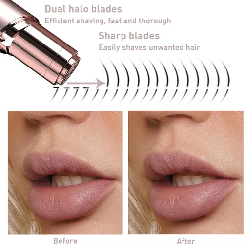 Miniatura 3 de Removedor de vello facial para mujer, dispositivo de depilación sin dolor portátil para mujer para labio, barbilla con USB recargable, oro rosa